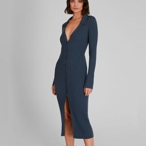 Club Monaco Merino Ribbed Collared Cardigan Dress